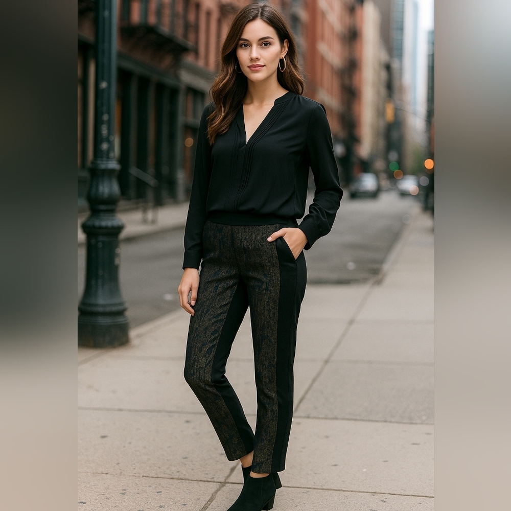 Anthropologie Cartonnier dual fabric ankle pant size 0